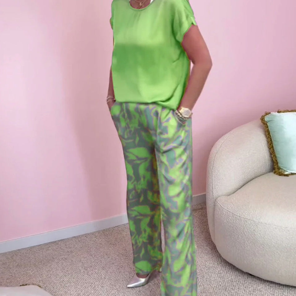 EP | Ensemble deux pièces : top & pantalon large imprimé