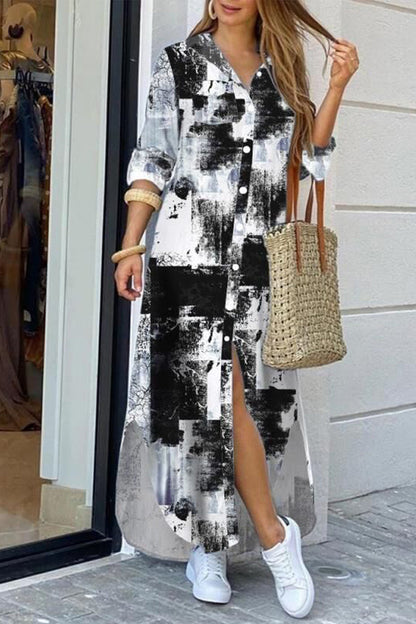 EP | Robe chemise longue imprimée et décontractée