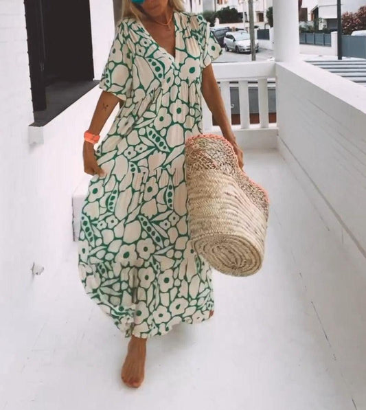 EP | Robe longue verte à manches courtes