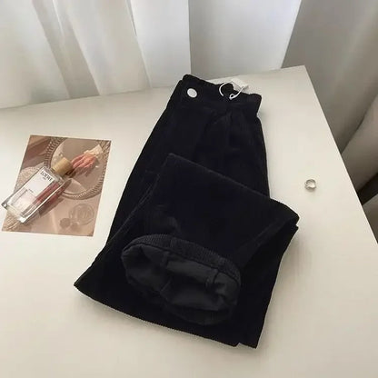 EP | Pantalon rétro taille haute en velours côtelé pour femme