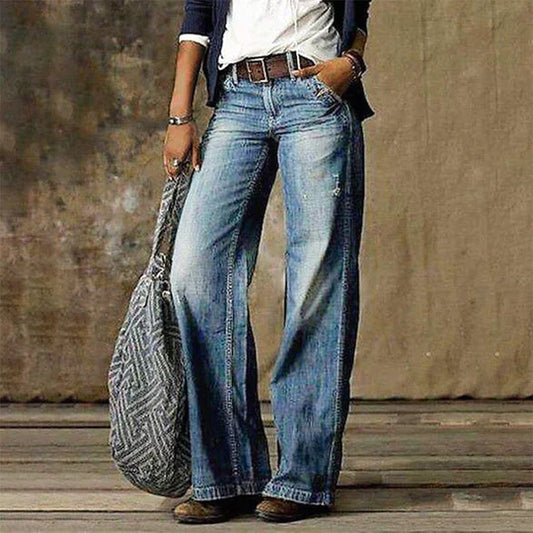 ND | Jeans en denim vintage avec une jambe large et une taille haute