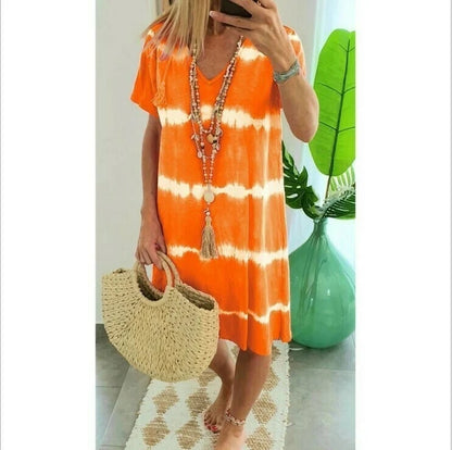 EP | Robe chemise rayée tie-dye à manches courtes et coupe décontractée