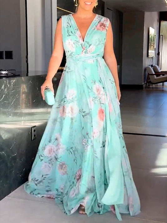 ND | Maxi-robe fleurie avec fente