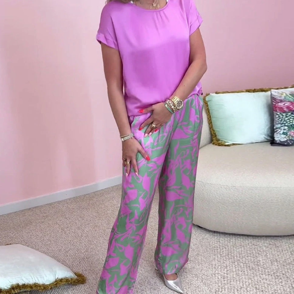 EP | Ensemble deux pièces : top & pantalon large imprimé