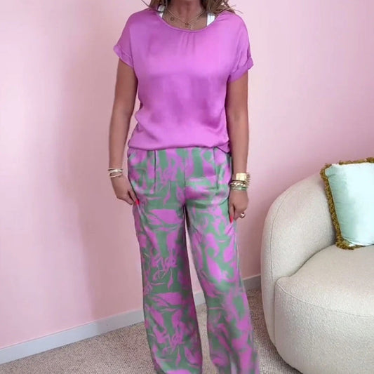 EP | Ensemble deux pièces : top & pantalon large imprimé