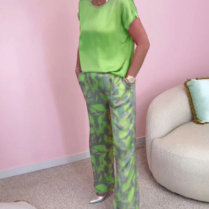 EP | Ensemble deux pièces : top & pantalon large imprimé